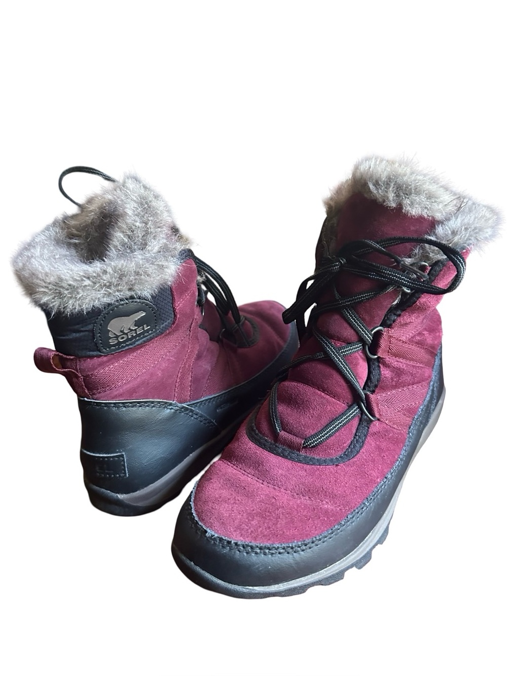 Sorel Tivoli Waterproof Faux Fur Lined Maroon Leather Boots 7.5 - Picture 4 of 8